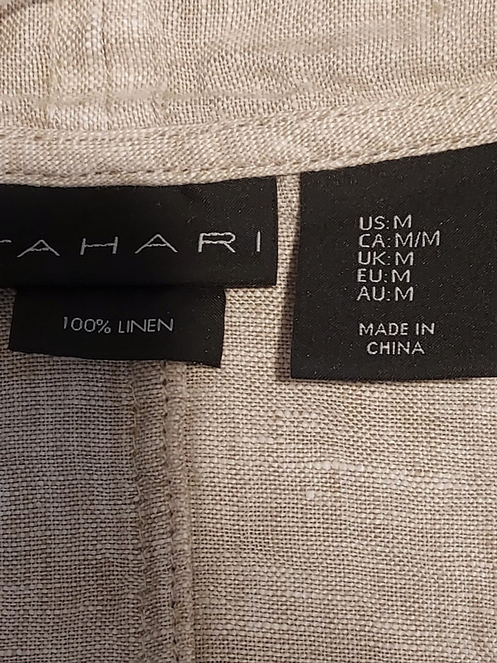 Tahari Linen Open Front Cardigan Duster Jacket Tan Beige Oatmeal Med Lagenlook - Picture 2 of 8